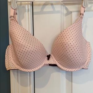 NWOT Maidenform Pink with Brown Polka Dots Bra 38D